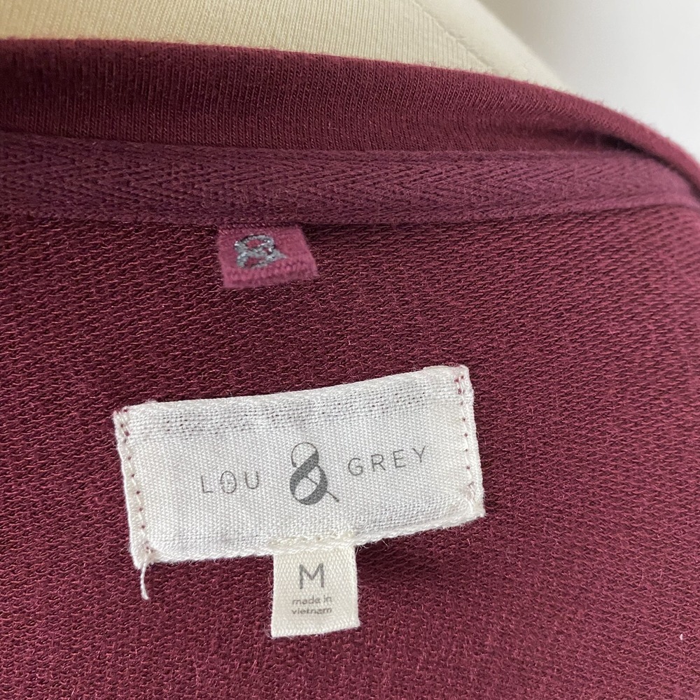 Lou & Grey Split Neck Relaxed Drop Shoulder Pullover Top Womens Medium Burgundy - Picture 5 of 6